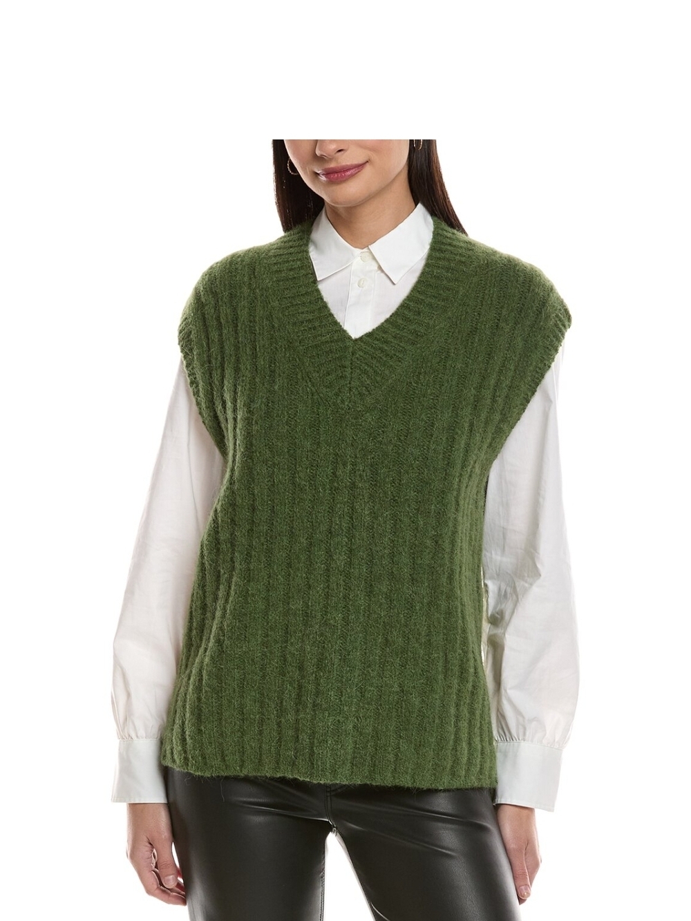 Rag & Bone Stassi Vest Green Ribbed Knit Alpaca Wool Blend NWT Size S